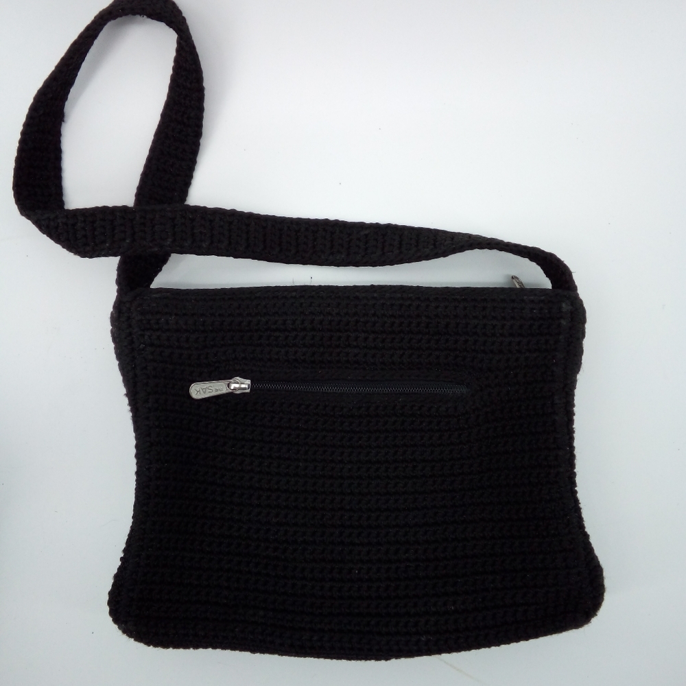 The SAK Black Knit Leather Trio Bundle Small Medium Shoulder Bags Bag Casual - Picture 3 of 16